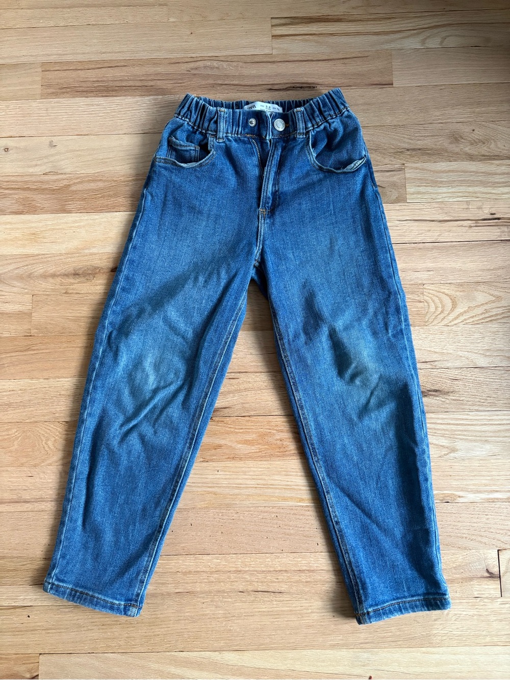 Zara - Kids Blue Elastic-Waist Denim Pants